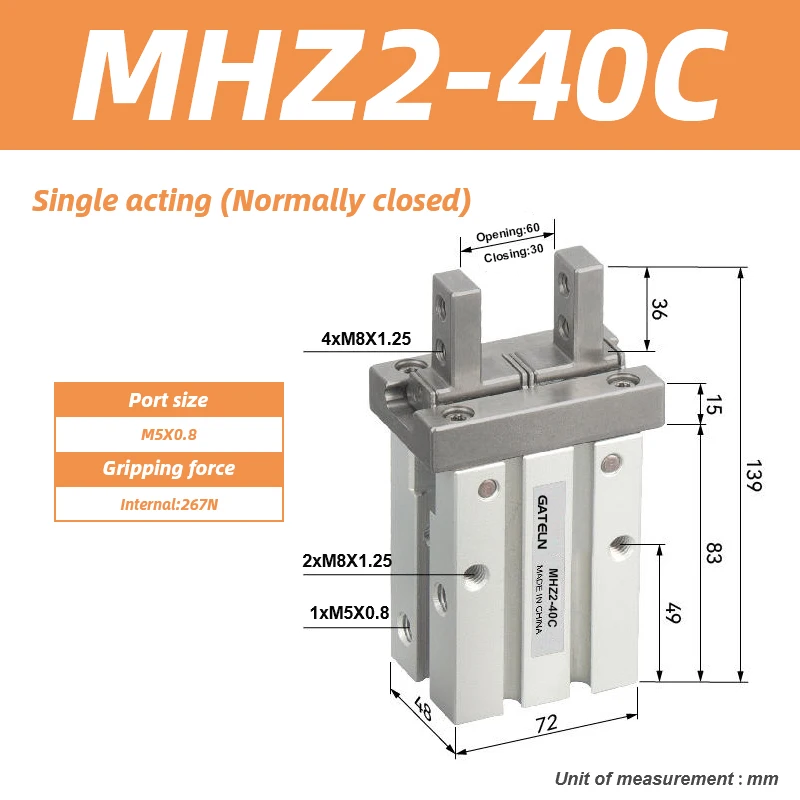 

Воздушный захват параллельного типа MHZ2-16S MHZ2-10S Одностороннего действия Нормально открытый MHZ2-16C MHZ2-10C Нормально закрытый