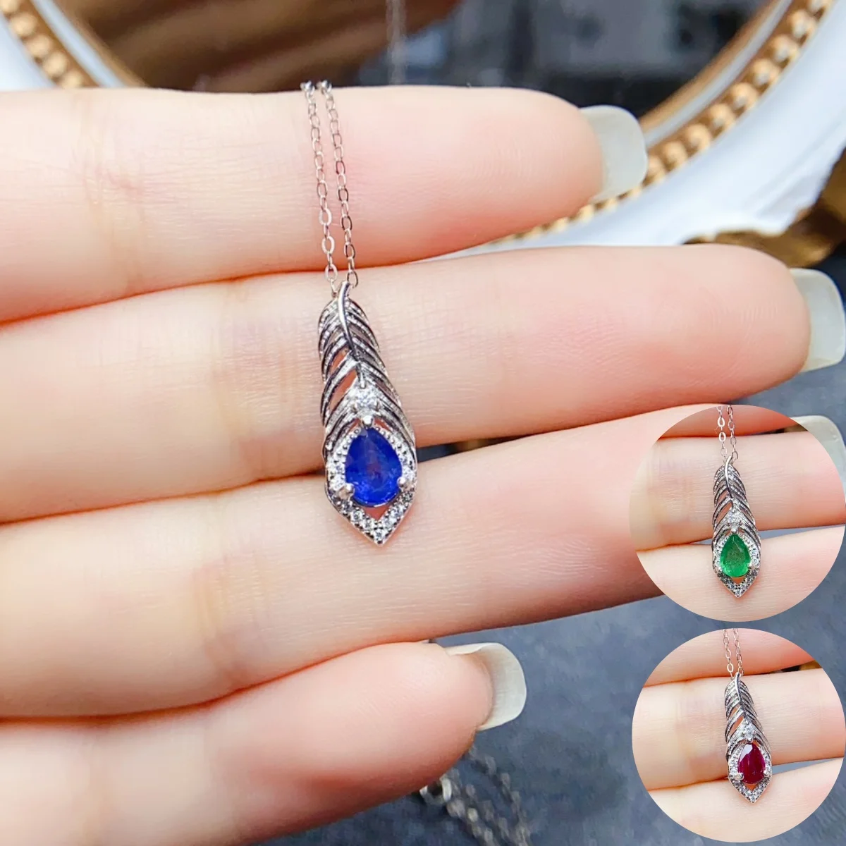 Женское Ожерелье с перьями FS серебро 925 пробы натуральным