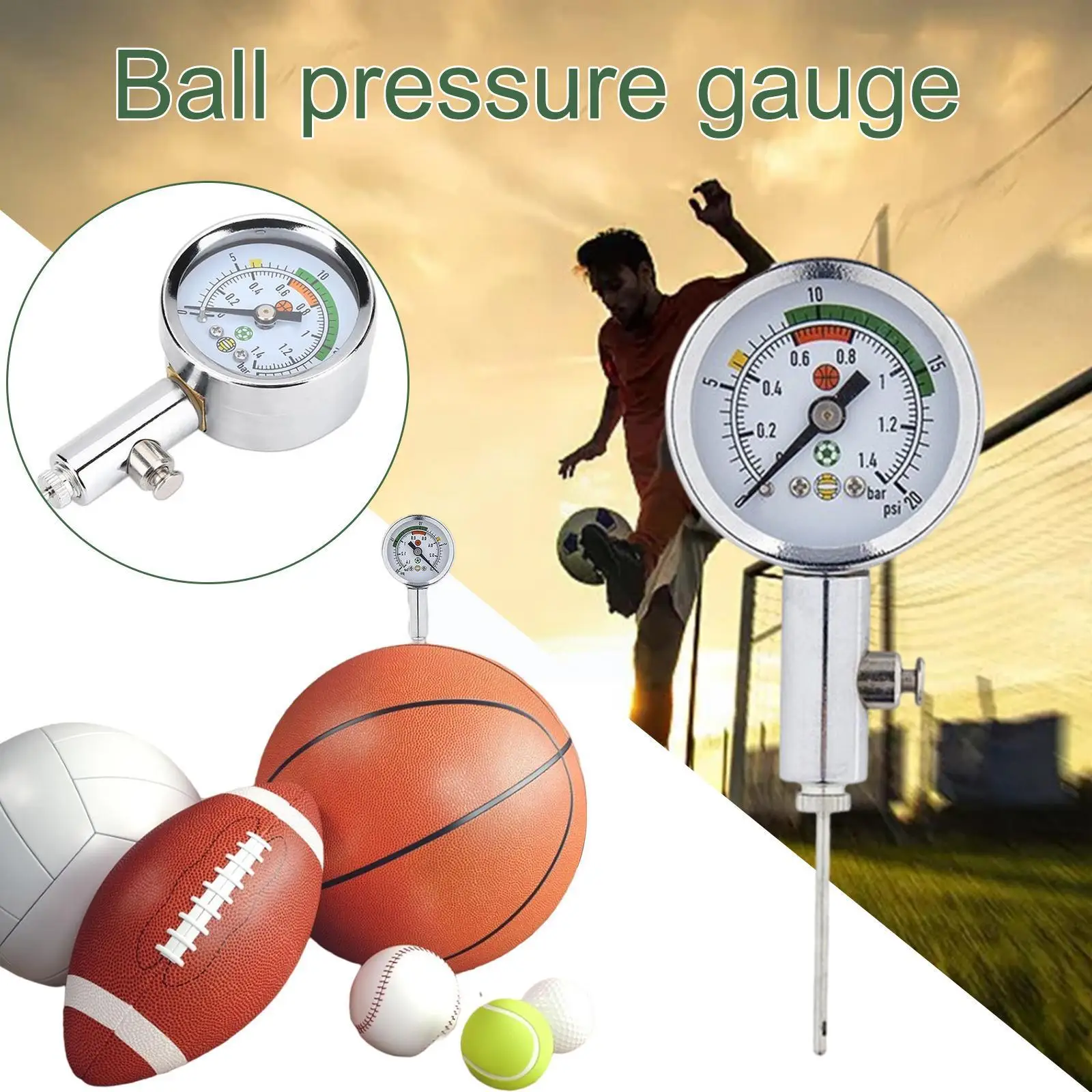 

Soccer Ball Manometer Air Clock Volleyball Basketball Soccer Manometer Metal Ball Pressure Barometers Gauge Balls H1q9