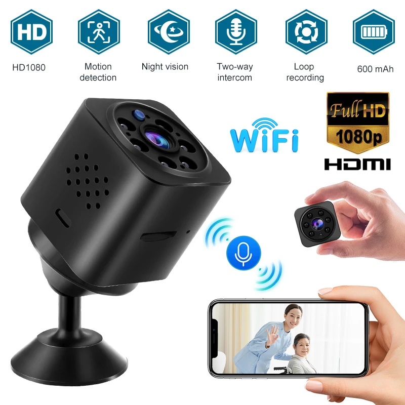 Night Vision Mini Camera Full HD 1080P Wireless WiFi Security Camera Voice Intercom Camcorder Digital Smart Home Video Recorder