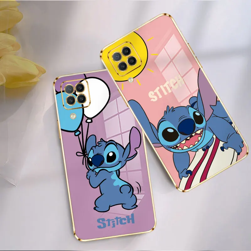

Gold Plating Cell Case for Samsung Galaxy A03s A7 J2 J7 J4 Prime A02s Plus A02 M21 M22 Protection Stitch Funny Cartoon Disney