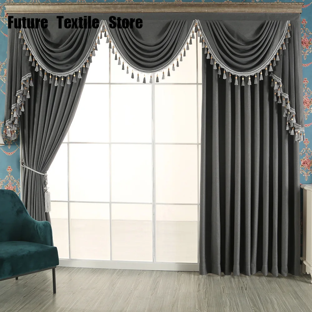 Nordic Pure Color High Shading Curtain Finished Modern Simple Plain Color Customization Curtains for Living Dining Room Bedroom