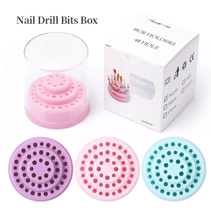 

Drill Grinding Bit Holder Box Display Storage Container Nail Polishing Head Stand Metal Organizer Case