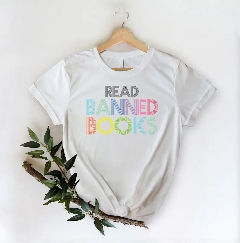 

Read Banned Books Reading Shirt Librarian Gift For Book Lover Short Short Sleeve Top Tees O Neck 100% cctton Fashion goth y2k