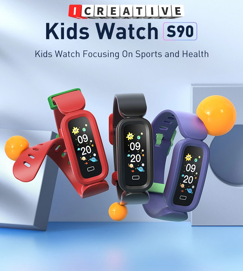 

Icreative New S90 Children Smartwatch Bracelet Alarm Clock Heart Rate Sleep Monitor Smartwatch Bluetooth Sports Pedometer