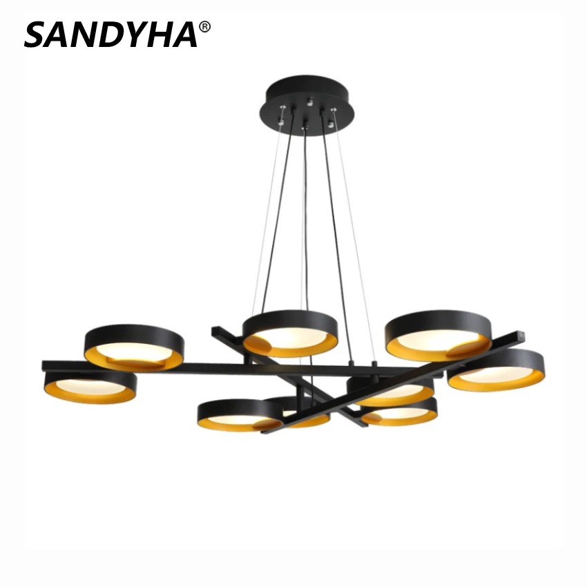 

Роскошная Потолочная люстра SANDYHA в скандинавском стиле, круглая металлическая креативная лампа для спальни, столовой, гостиной, отеля, дома