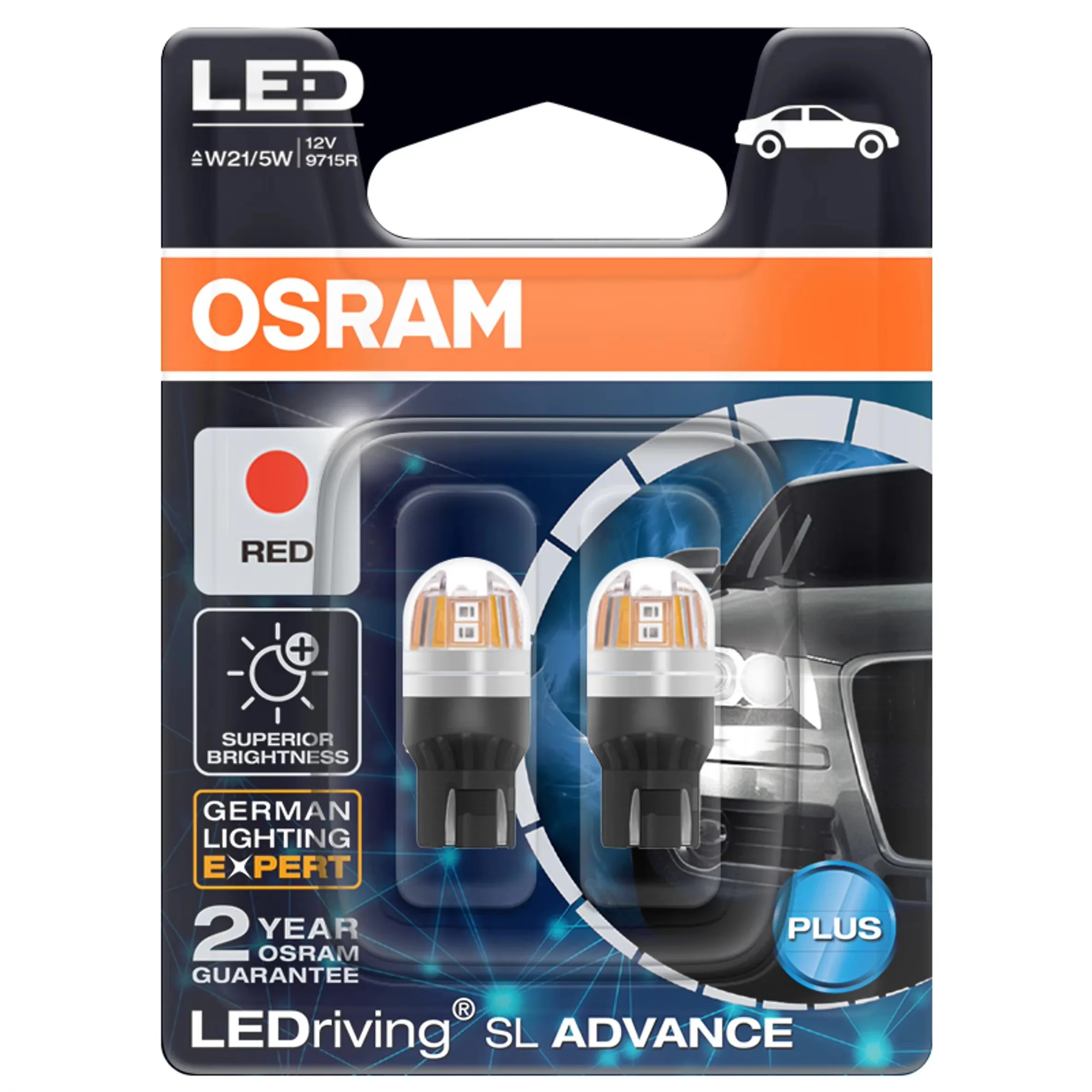 OSRAM LED 12 В T20 W21/5 Вт 7443 2/0 2 LEDriving SL Advance Красные автомобильные парковочные лампы