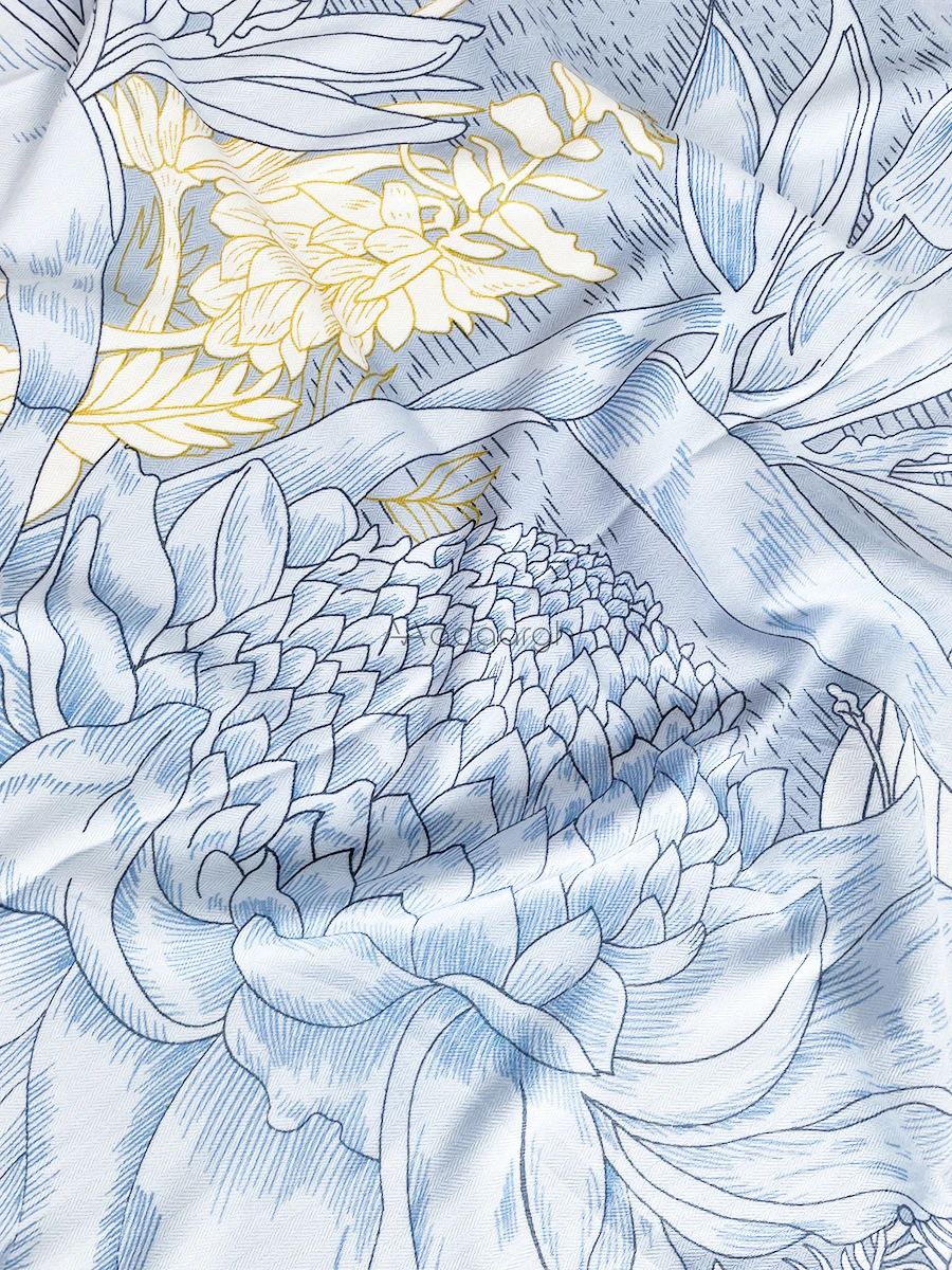 Синий Шелковый кашемировый шерстяной шарф банданы ручной работы с краями топы