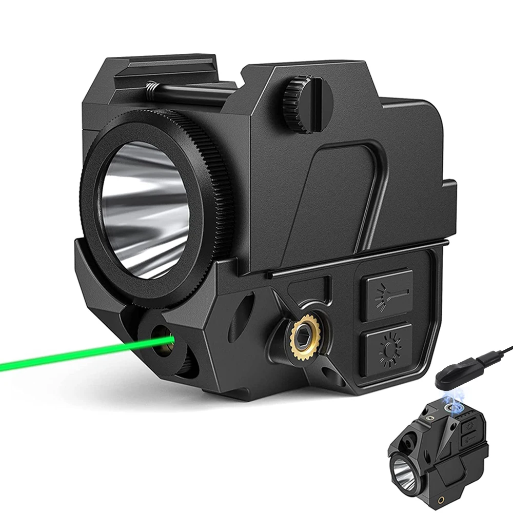 

Tactical LED Gun Light with Green Dot Laser Magnetic Rechargable Pistol Handgun Weapon Light with Green Laser for 20mm Rail