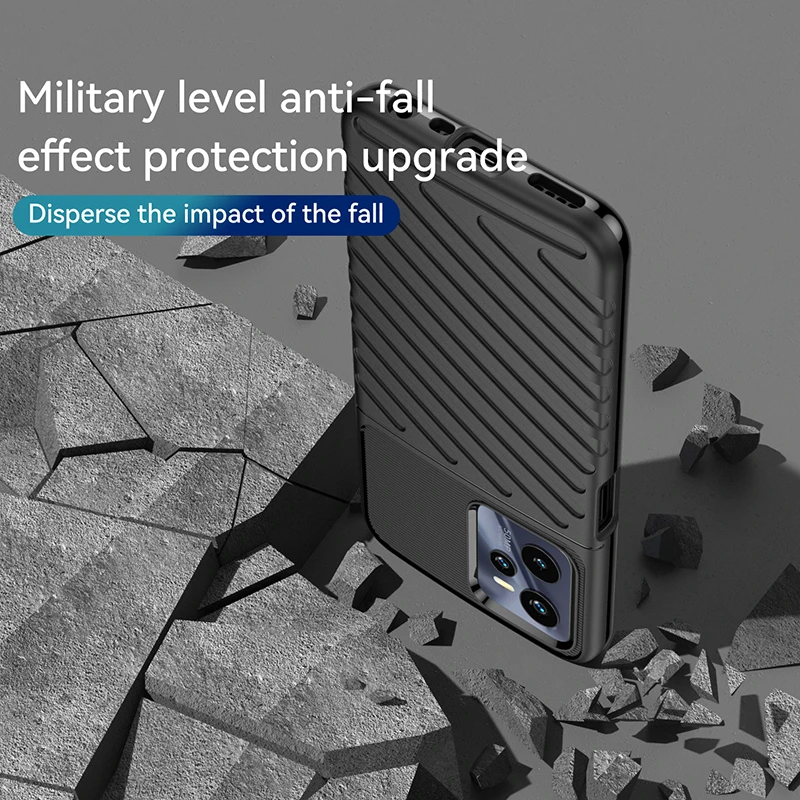 Rugged Fiber Shield Cover For Oppo Realme C35 Case Bumper Anti-knock Full Cover Case For Realme C35 Case For Realme C35 RMX3511