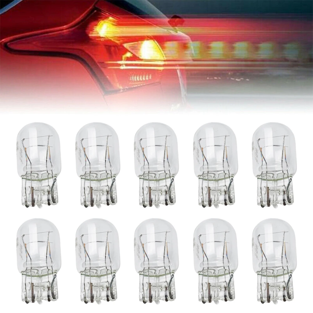 

10 Pcs T20 7443 1891 21/5W Auto Halogen Lamp Marker Wedge License Plate Light Bulb Instrument Light Clear Glass Turn Signal Stop