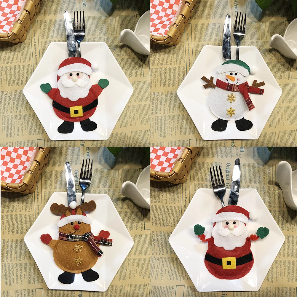 

6 PCS Cutlery Bag Organizer Fork Holder Table Top Decor Knives Pocket Christmas Decorations