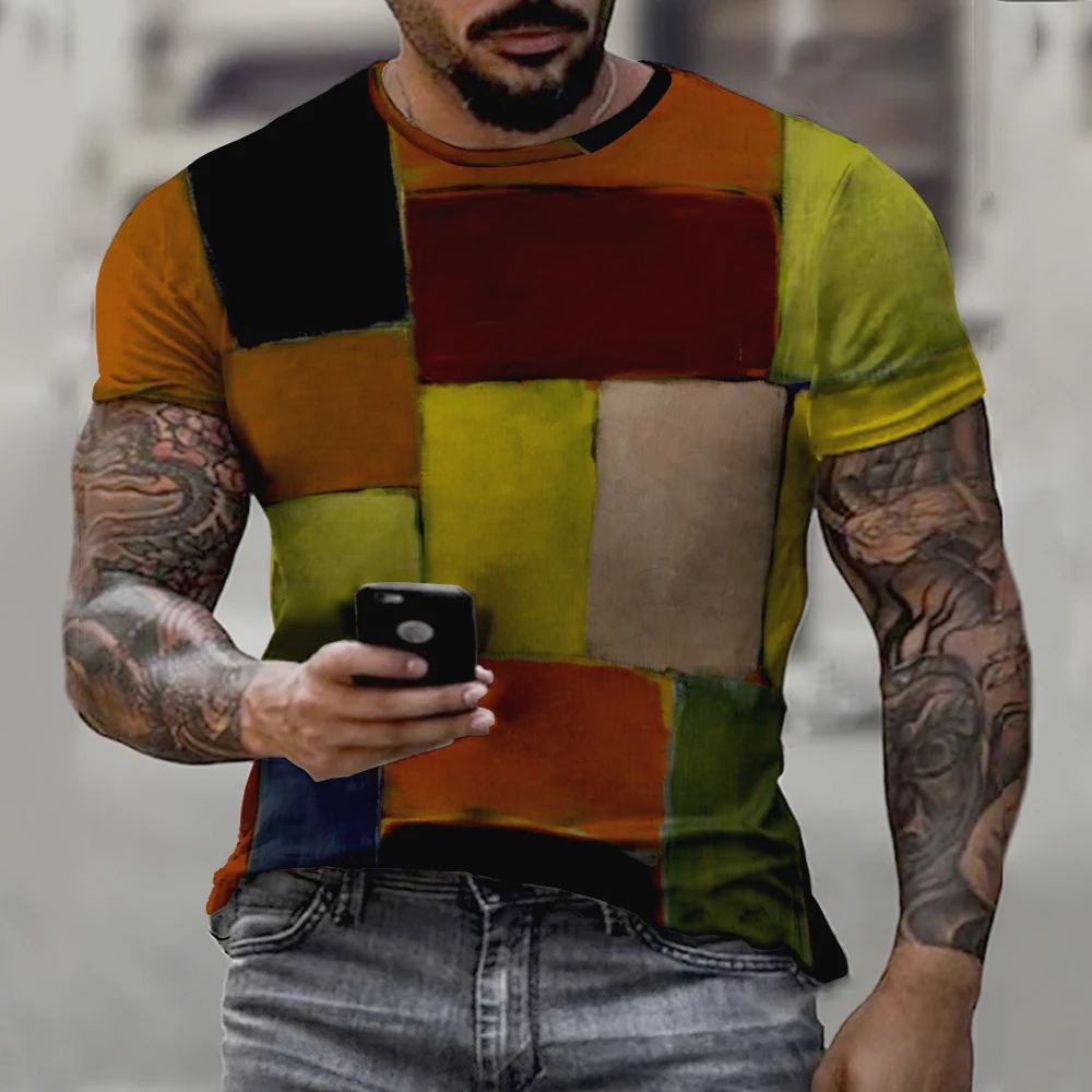 Футболка мужская с геометрическим рисунком модный топ 3D-принтом акулы