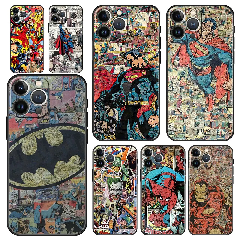 

Marvel Red Superhero collage Phone Case for Apple iPhone 11 12 13 Pro Max Mini 7 8 Plus 6 6S+ 5 5S SE X XS XR Funda Back Cover