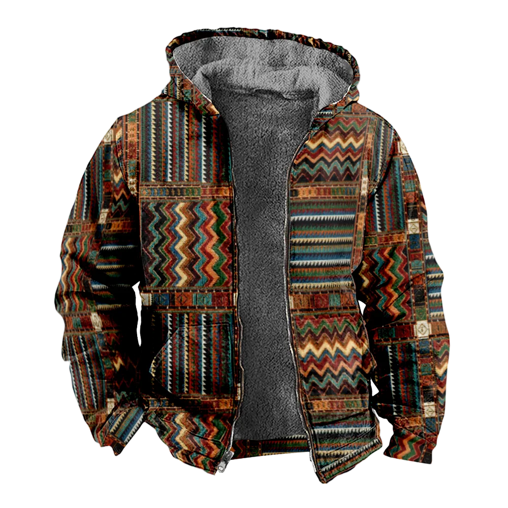 Мужские зимние куртки пальто хлопковая одежда с рисунком в ретро-полоску