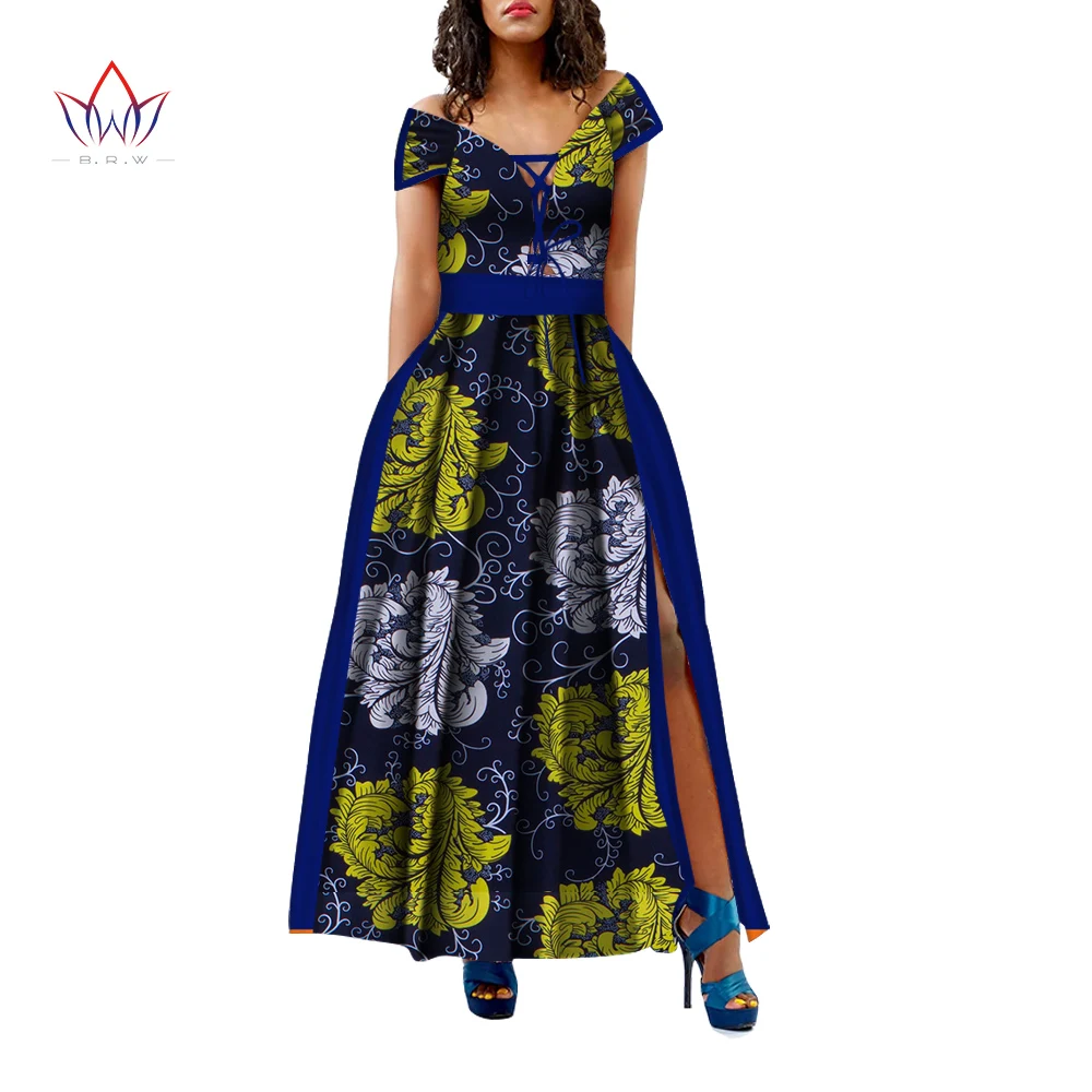 

Long African Dresses Women's Traditional African Clothing Dashiki Ankara Bandage Maxi Dress Fashion Print Summer Clothes WY5215