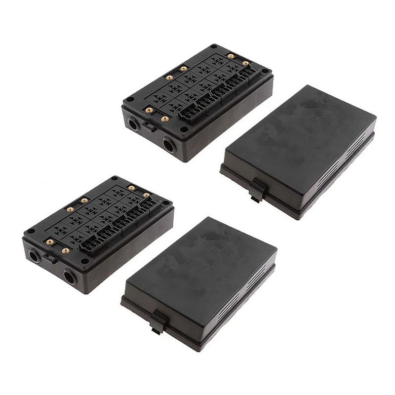 

2X Car Relay Socket Black Box 18 Way Blade Fuse Holder For Automotive Marine