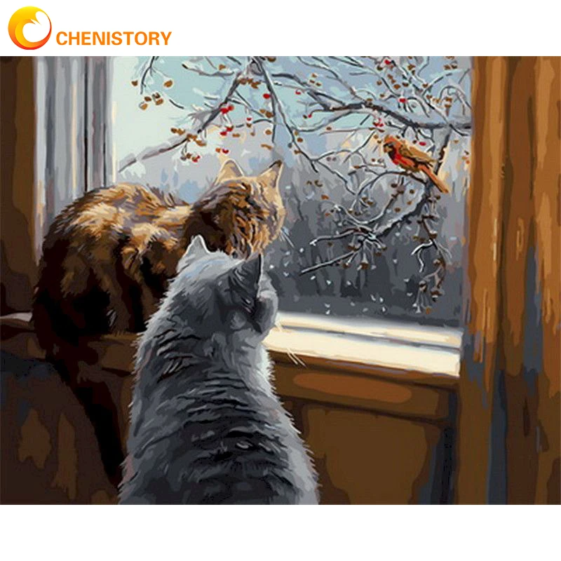 

CHENISTORY Painting By Numbers Animal Cat Scenery Acrylic Oil Painting HandPainted Gift DIY Crafts Picture Adults Kits Home Deco