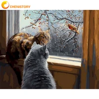 chenistory painting by numbers animal cat scenery acrylic oil painting handpainted gift diy crafts picture adults kits home deco
