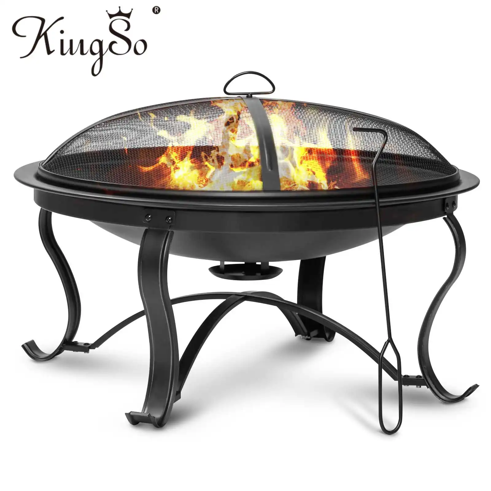

KINGSO Fire Pit 30 Inch Wood Burning Fire Pit Steel Outdoor Fire Pits BBQ Firepit Bowl Backyard Patio Camping Picnic Barbecue