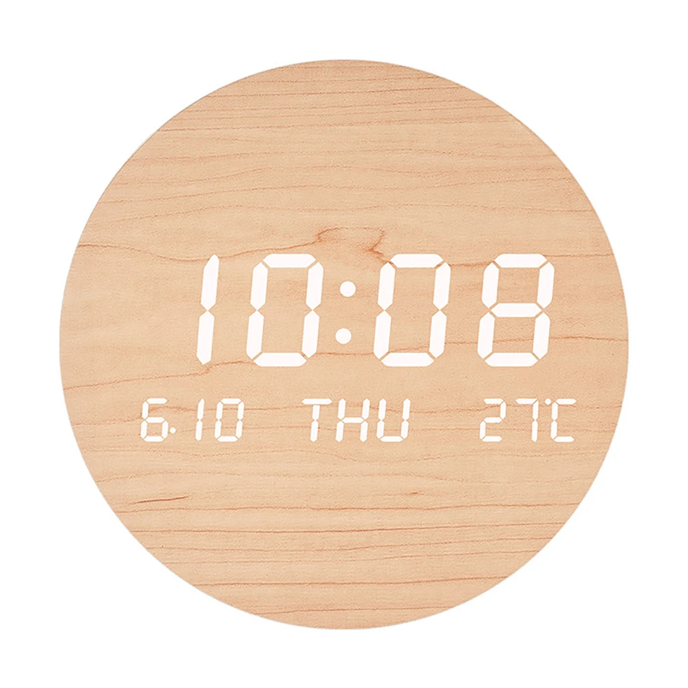 

Imitation Cotton Linen Color Round LED Wall Clock Digital Temperature Date Display Silent Clock Living Room Bedroom Wall Decor
