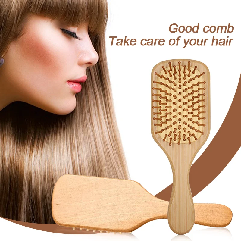 Бамбуковые расчески Подушка Массажная щетка для волос Антистатические