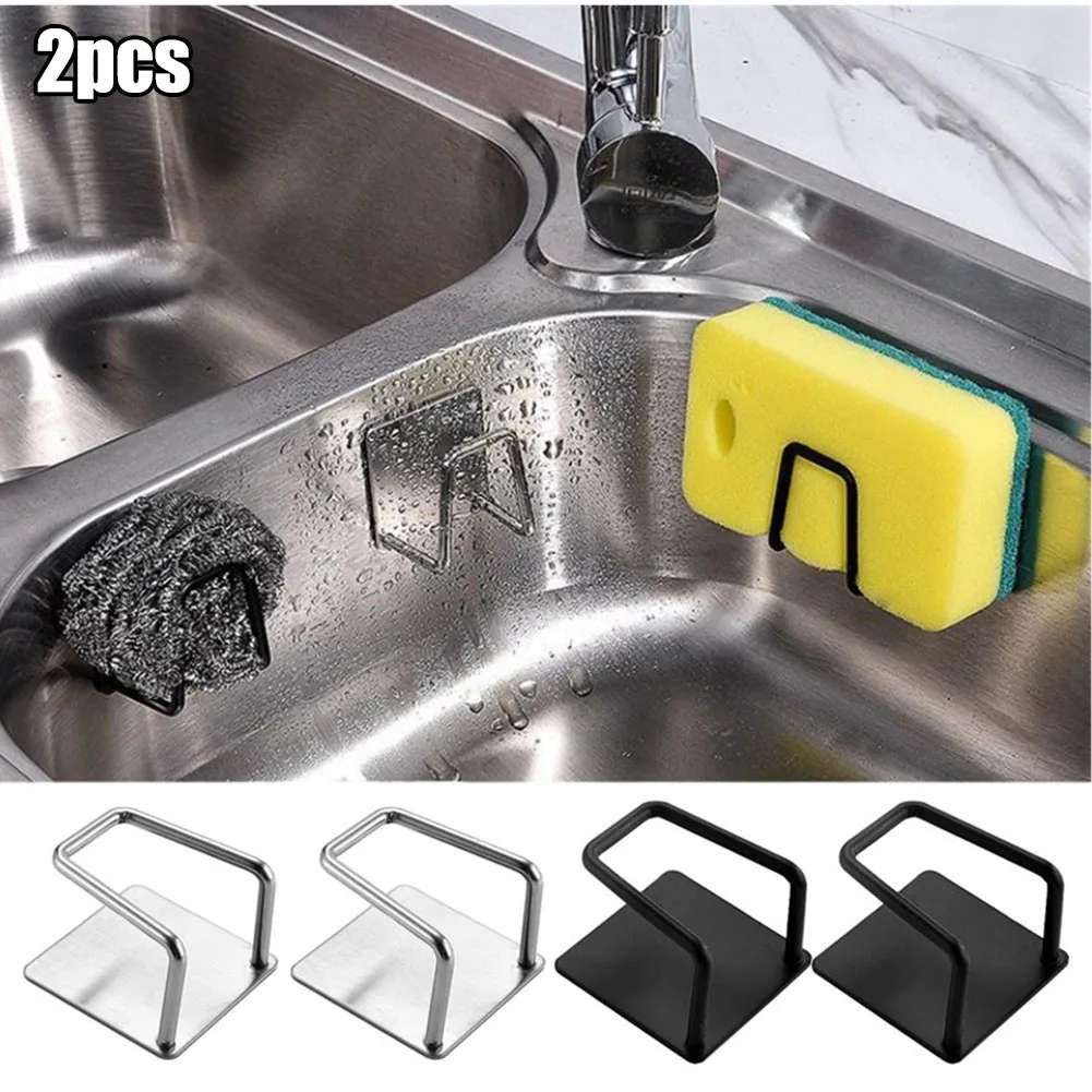

Kitchen Sink Sponges Holder Stainless Steel Self Adhesive Drain Drying Rack Kitchen Wall Hooks Accessories Storage Organizer