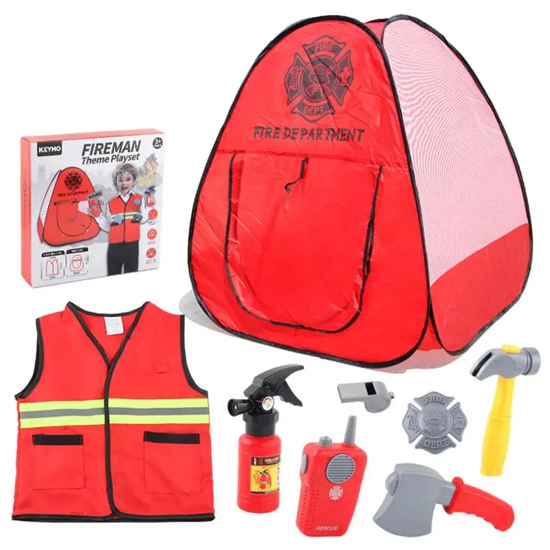 

Halloween Firefighter Cosplay Costume Set For Kids Boys Girls Carnival Party Fireman Uniform Carnival Toys Outfits Work Clothing