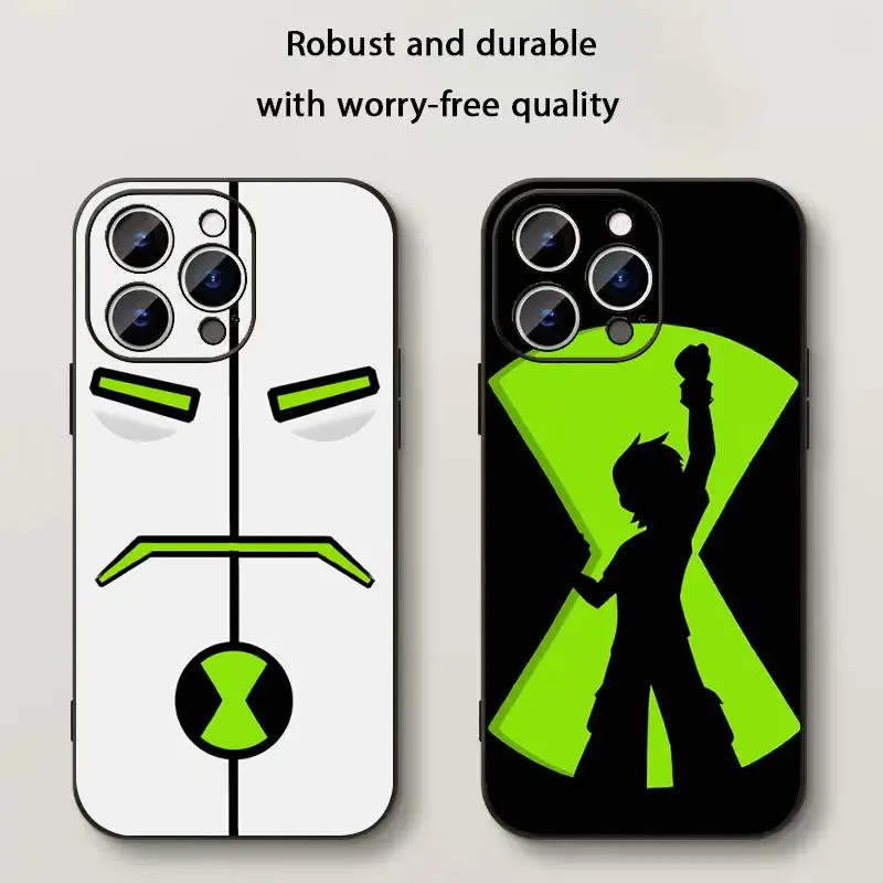 Фото Классический чехол для телефона с рисунком Бена 10 для iPhone 17, 16, 15, 14, 13, 12 Plus, Mini, Pro, Max, мягкий, черный, противоударный №1