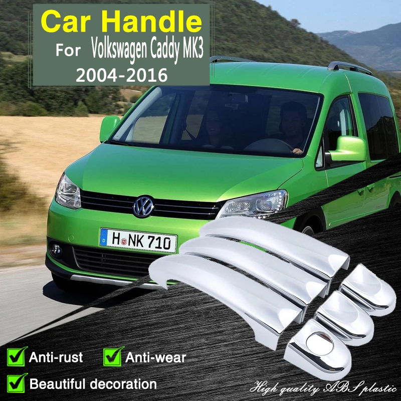 

for VW Caddy MK3 Volkswagen Rabbit Pickup Van T5 2004 2005 2016 Chrome Door Handle Cover Accessories Stickers Trim Decorative