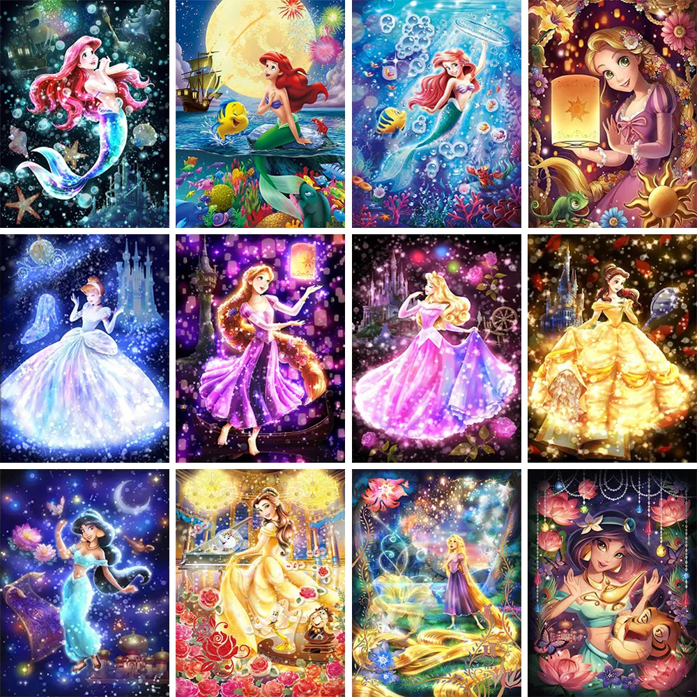 Diamond Painting Disney Art The Little Mermaid Snow White Poster Fairy Girl Room Decor Mosaic Paint Arts and Crafts Kit