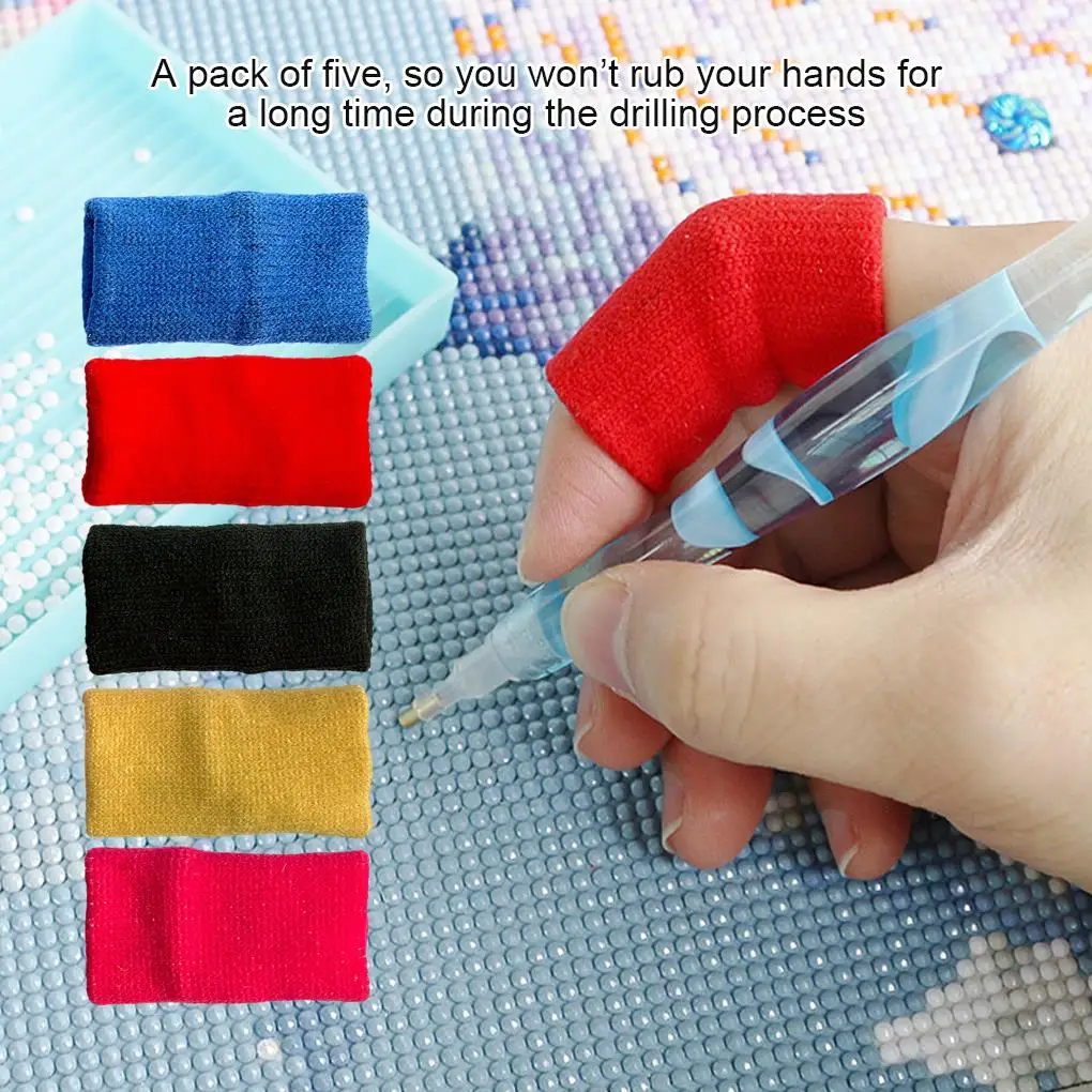 

5pcs Diamond Painting Tools Fingers Protection Cover 5D Embroidery Drills Pen Sleeve Stitch Cross Stitch Finger Sleeves Tool