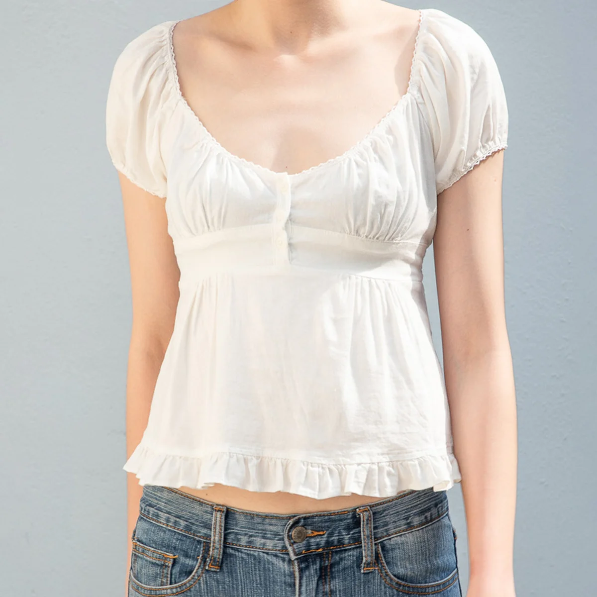 

Women's tight T-shirt, fashionable cotton blouse, 2021 Vintage Women's blouse