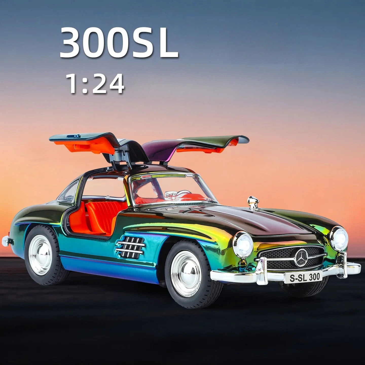 Фото Коллекционная модель автомобиля 300SL из литого сплава, масштаб 1:24, с декоративной отделкой, оптовая продажа, Чэнхай №3