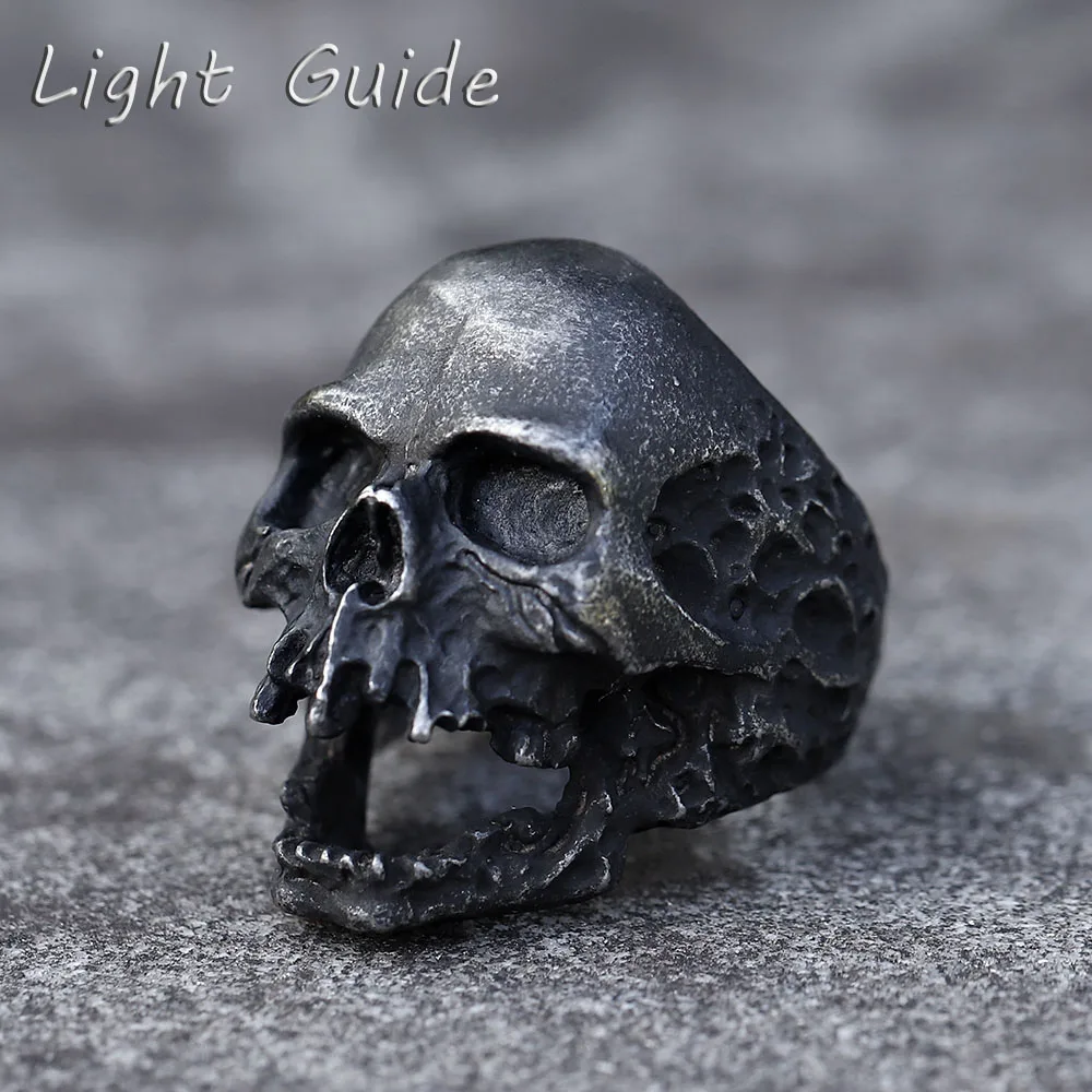 

2022 NEW Men's 316L stainless-steel rings Large fierce Skull Vintage ring for teens gothic punk Biker Jewelry Gift free shipping