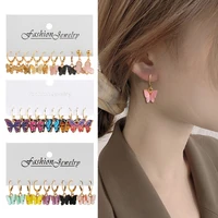vintage korean new fashion earrings acrylic butterfly shape jewelry small fresh sweet drop earrings for woman cute best gifts