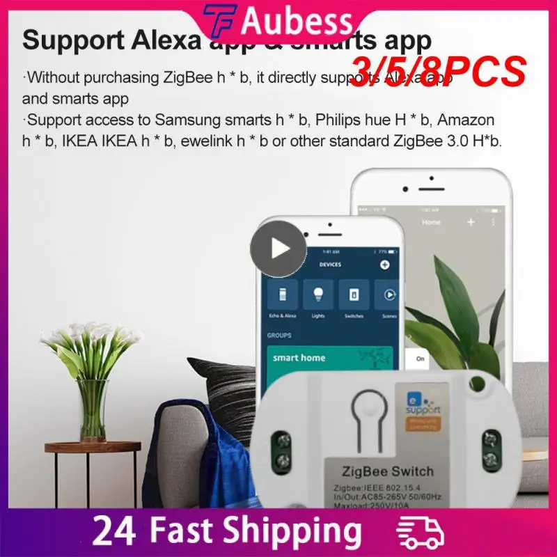 

3/5/8PCS Smart Life Zigbee Smart Switch 10a Remote Control Zigbee Smart Switch Smarthings App Timing Zigbee.3.0 Switch