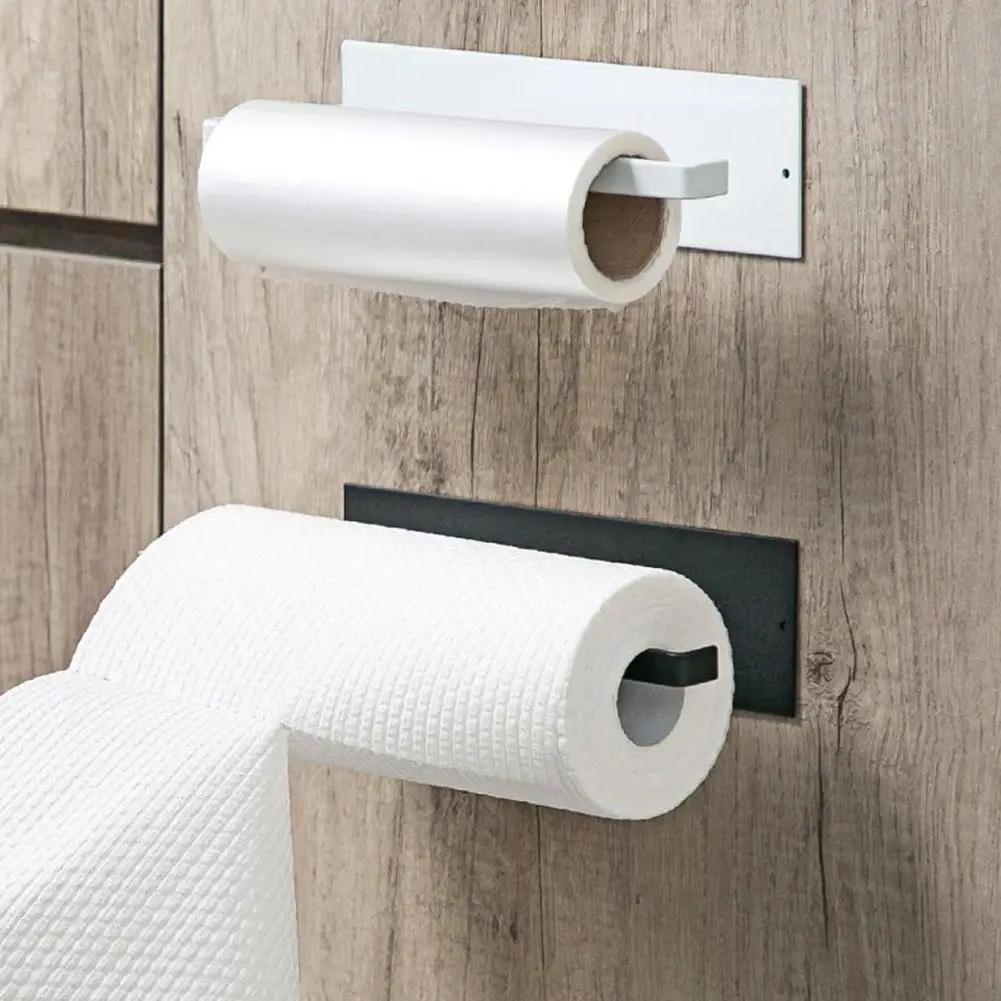 

Кухонный держатель для бумажных полотенец, Пластиковая Полка для хранения, держатель рулонной бумаги, самоклеящаяся, не оставляющая следов настенная подвесная полка, кухонный инструмент