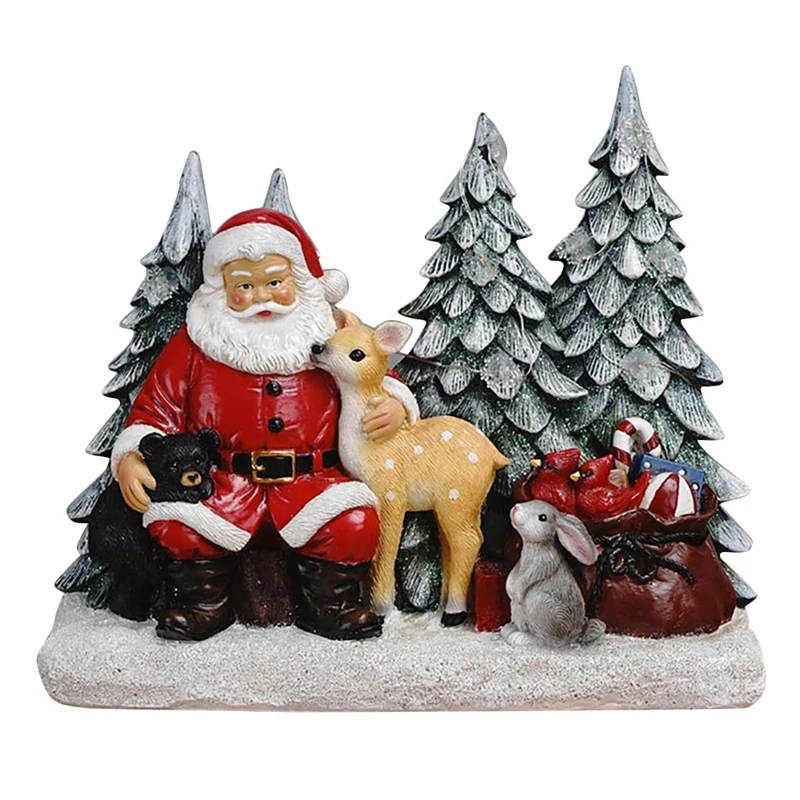 

1 шт. скульптура санта клауса, Рождественская кукла, статуэтка орнамента из смолы, праздничное новогоднее украшение для стола на Рождество