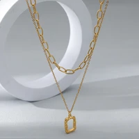 18k stainless steel furnace vacuum plating jewelry square french romantic light luxury pendant necklace factory direct sales