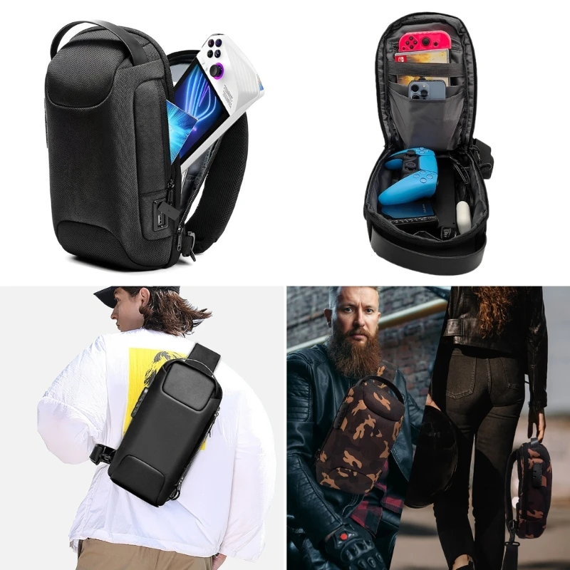 

Carrying Bag for ROG-Ally Protective Travel Case Anti-theft Storage Bag Chest Bag with External USB Port Crossbody Bag