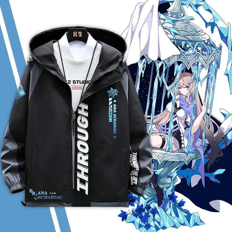 

Куртка Ана шариак с длинным рукавом для игры хонькай, пальто унисекс, толстовка на молнии, модная Крутая толстовка с капюшоном, топ, костюм для косплея