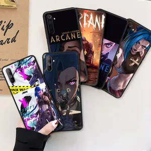 anime arcane jinx mobile phones cover for realme 8 6pro c21 c3 c12 xt 7 5 gt master black case c21y c15 c11 x50 celular coque free global shipping
