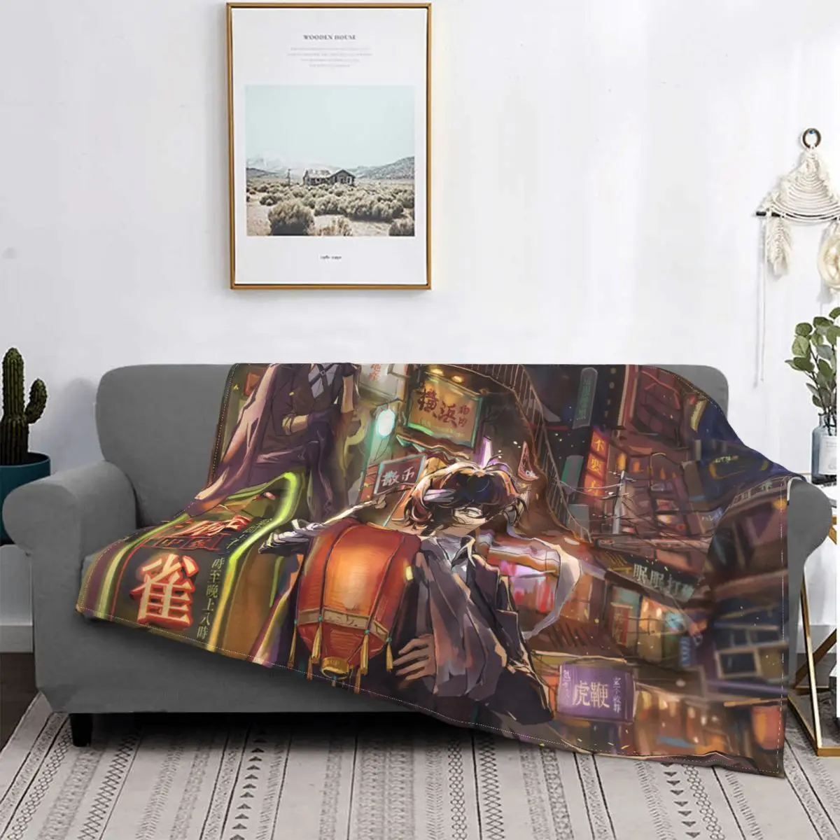 

Osamu Dazai Chuuya Nakahara Fleece Throw Blankets Bungou Stray Dogs Anime Blankets for Bed Couch Super Warm Bed Rug