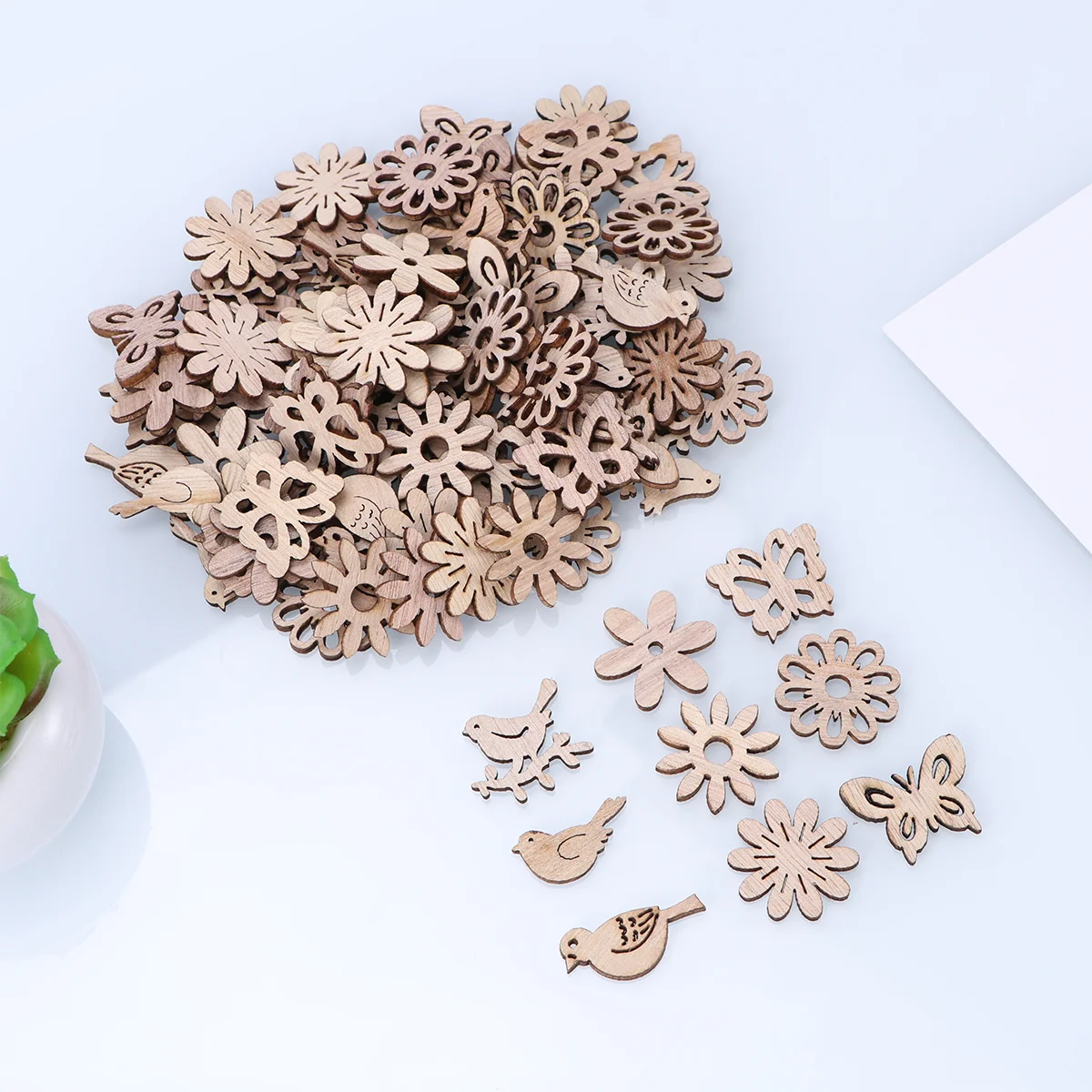 

Wood Wooden Cutouts Craft Unfinished Shapes Pieces Crafts Diy Christmas Flower Slices Embellishments Blank Tag Ornaments Table