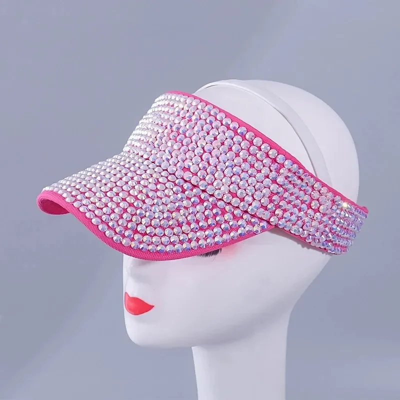 

Hats Empty Top Summer Cap Luxury Bling Sunhat Ladies Caps Hip Hop Hat Fashion Outdoor Rhinestone Hat Travel Beach Visors