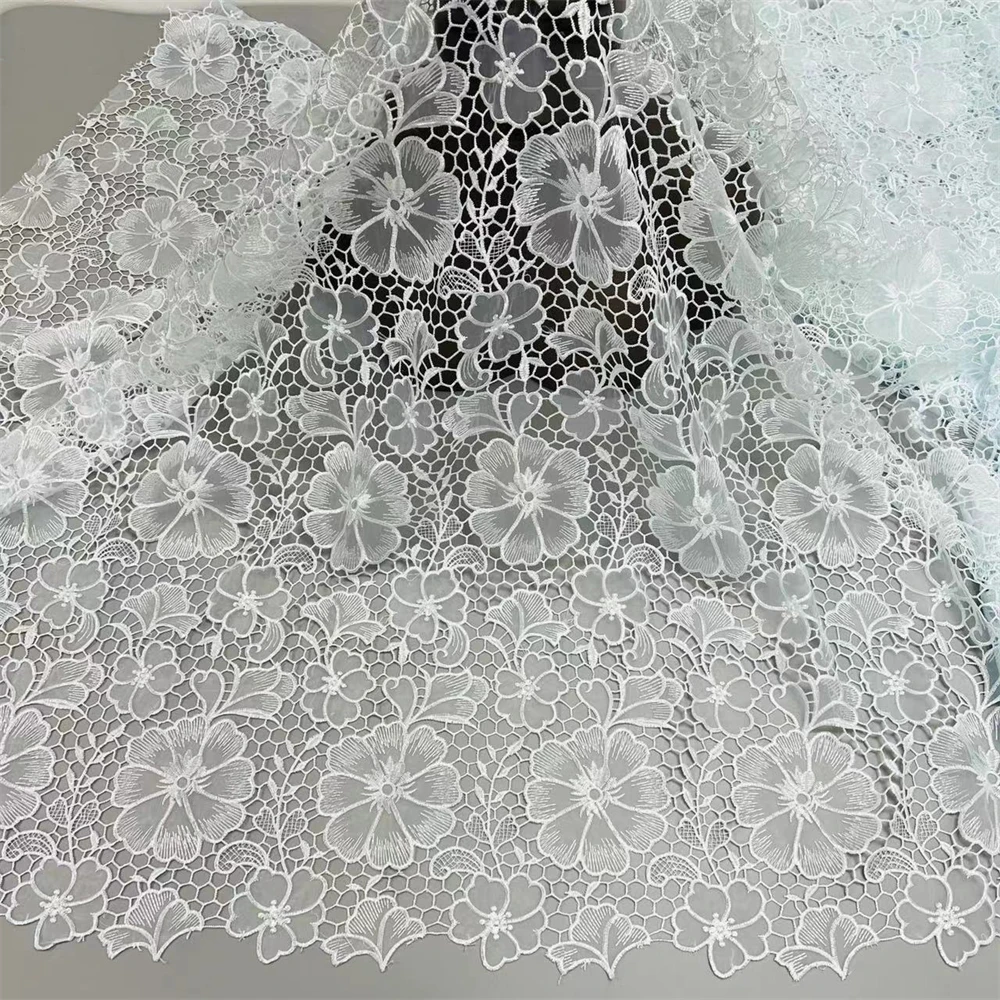 Белый кружевной шнур из органзы с вышивкой гипюр африканская французская