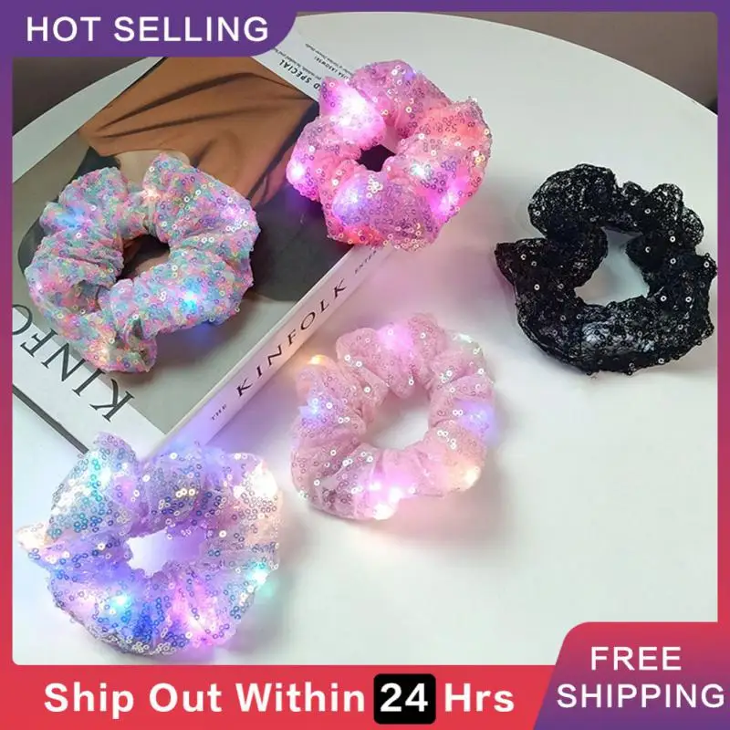 

Fashion LED Luminous Scrunchies Hair Rope Elastic Hair Bands Holder Elastic Hair Ring Ties Accessories Hair Sequin Headwear