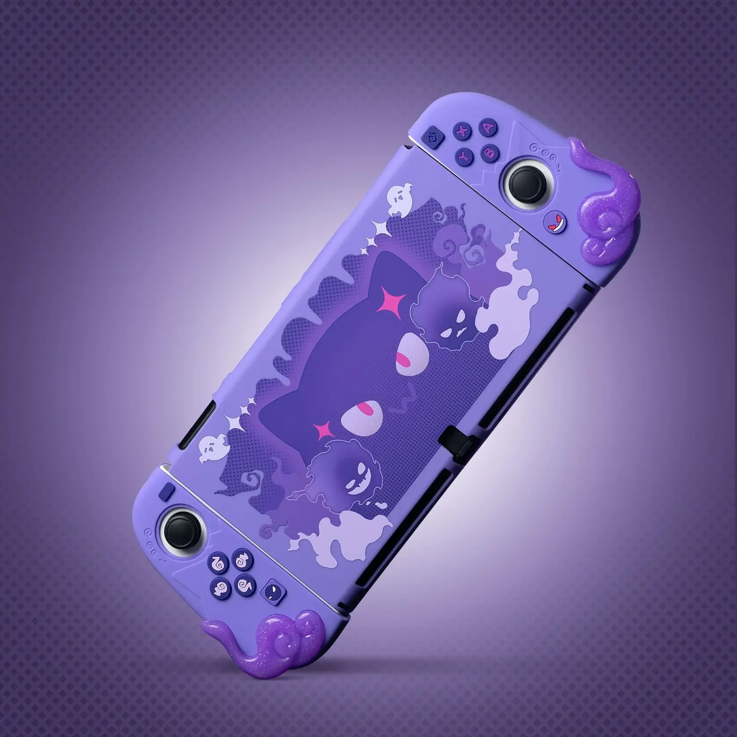 Фото Жесткий чехол Purple Devil Ghost с кристаллами для Nintendo Switch/oled Joy-Con, контроллер, мягкая ручка из ТПУ, полное покрытие №3