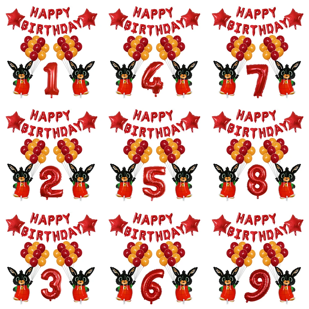 

Bing Rabbit Party Balloons kids Cartoon Party Set Room Decoration Supplies Digital Aluminum Foil Film Balloons Christmas gifts
